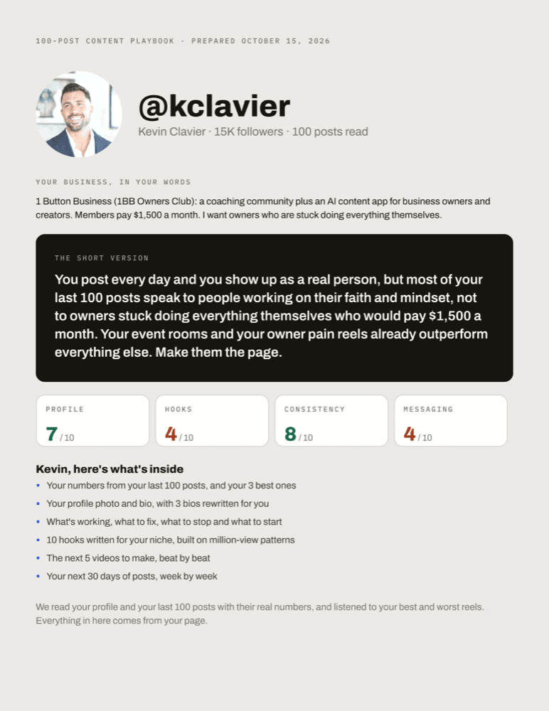 Sample page: Your numbers and the short version